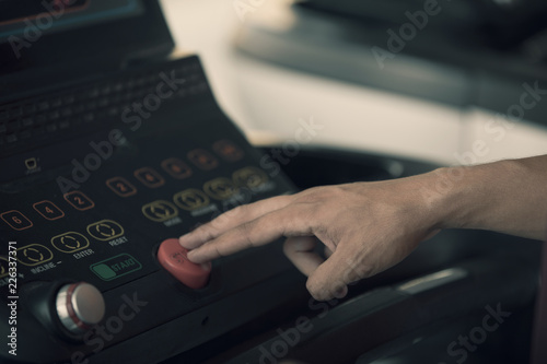 press on the treadmill's button