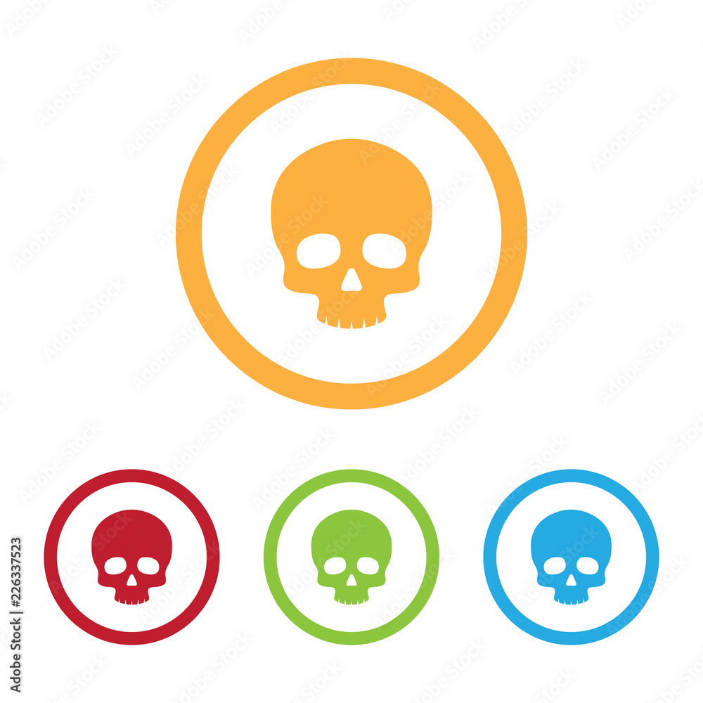 Colorful Skull Icons With Rings Colorful Skull Icons With Rings