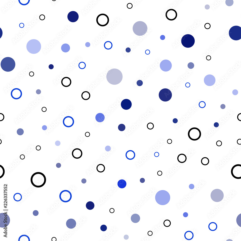 Dark BLUE vector seamless pattern with spheres.