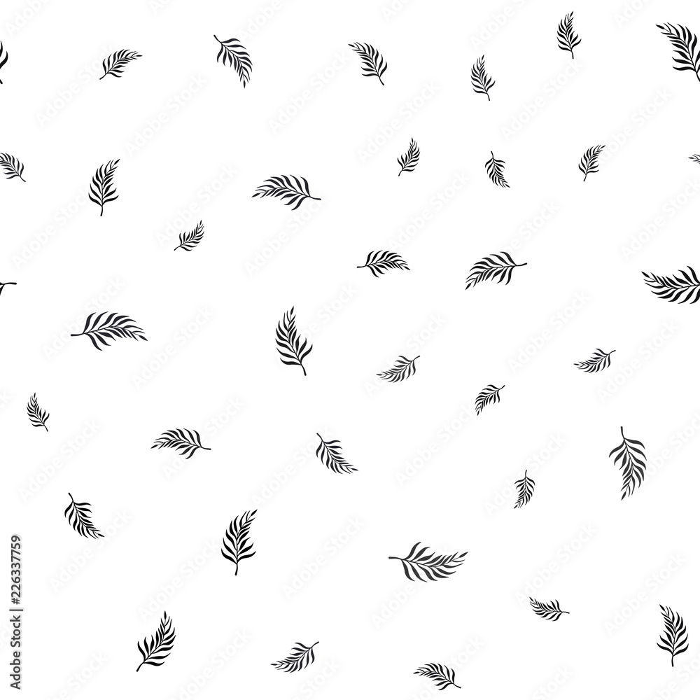 Dark Gray vector seamless doodle background with leaves.