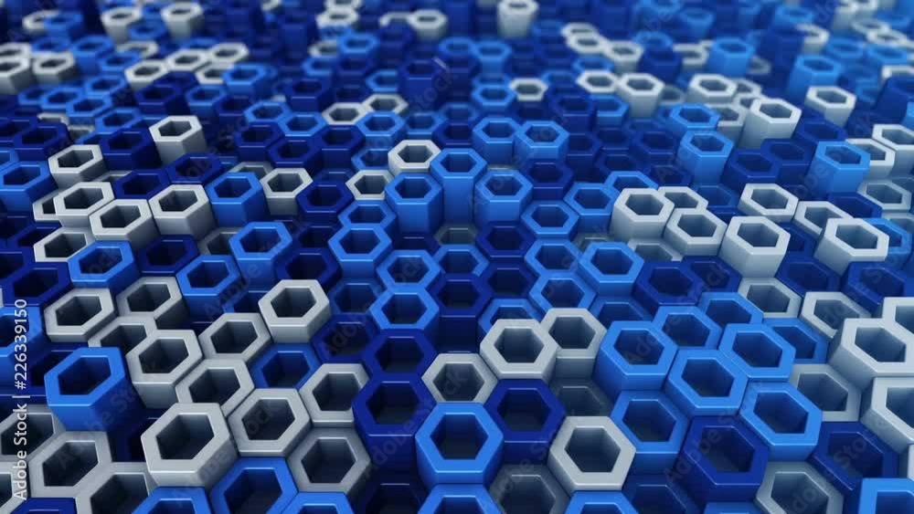 Abstract background with animation of wave mosaic of hexagons. Technological backdrop. Animation of seamless loop. Abstract background with animation of wave mosaic of hexagons. Technological backdrop. Animation of seamless loop.