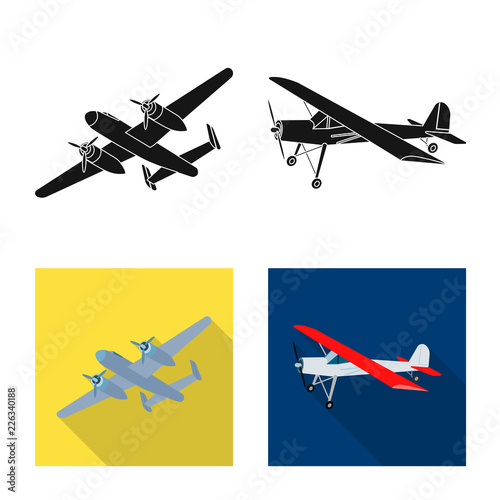 Isolated object of plane and transport symbol. Collection of plane and sky vector icon for stock.