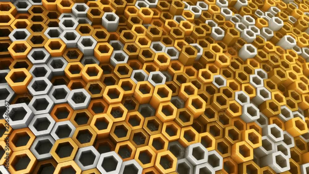 Abstract background with animation of wave mosaic of hexagons. Technological backdrop. Animation of seamless loop. Abstract background with animation of wave mosaic of hexagons. Technological backdrop. Animation of seamless loop.