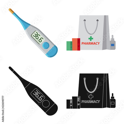 Vector illustration of pharmacy and hospital icon. Collection of pharmacy and business stock vector illustration.