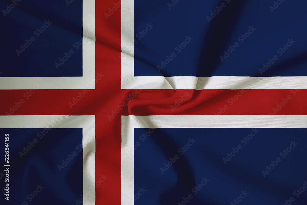 Fototapeta premium Waving Iceland flag with a fabric texture