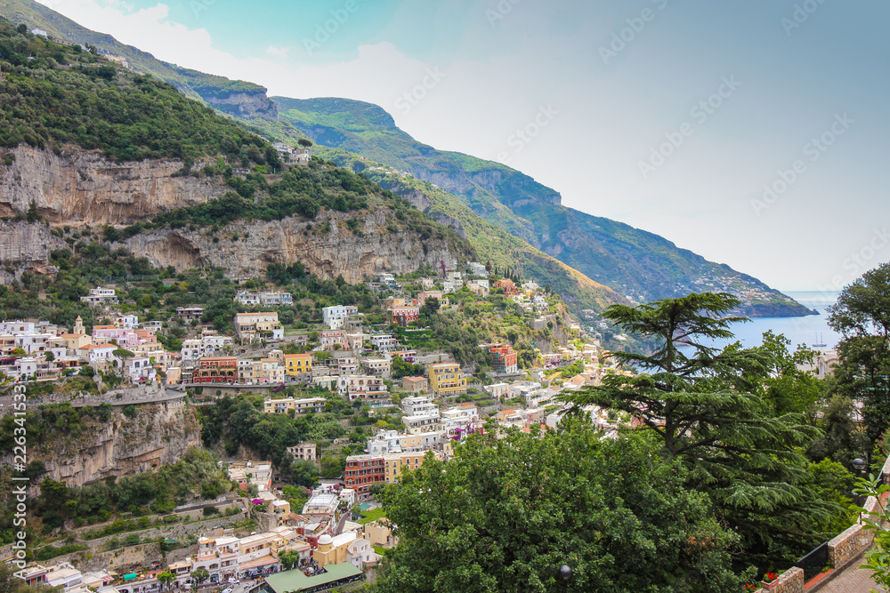 Positano village panorama in Amalfi Coast, Italy
