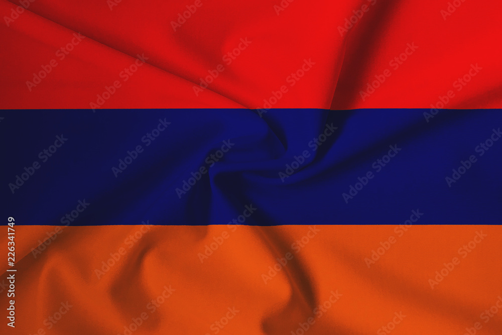 Waving Armenian flag with a fabric texture Waving Armenian flag with a fabric texture