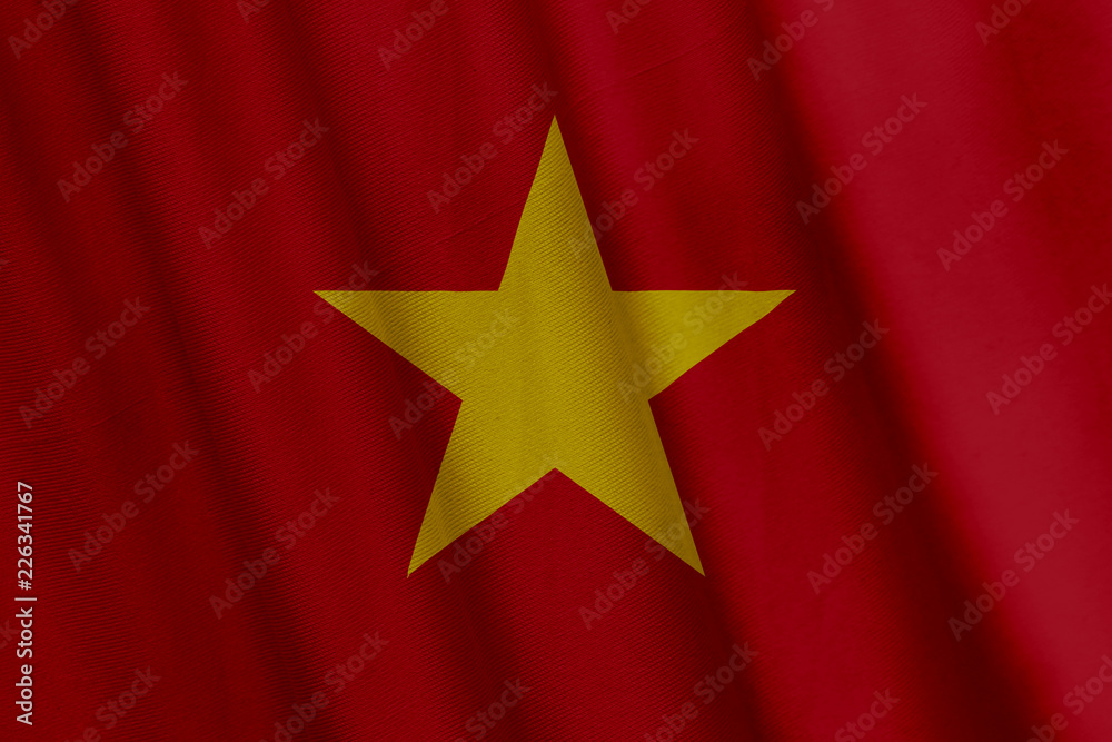 Waving Vietnamese flag with a fabric texture Waving Vietnamese flag with a fabric texture
