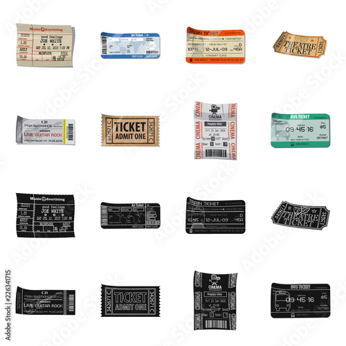 Vector design of ticket and admission logo. Collection of ticket and event vector icon for stock. photo