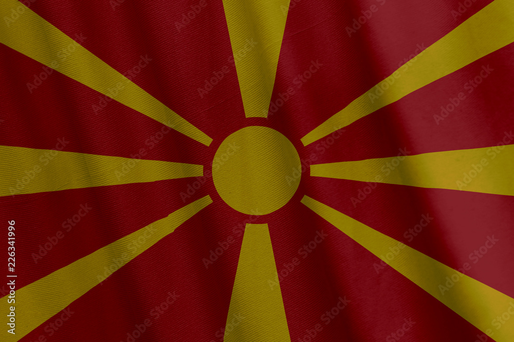 Waving Macedonian flag with a fabric texture Waving Macedonian flag with a fabric texture