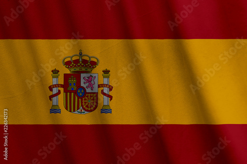 Waving Spanish flag with a fabric texture