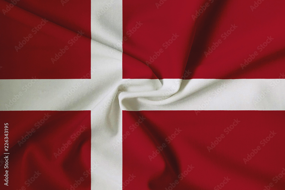 Waving Danish flag with a fabric texture Waving Danish flag with a fabric texture