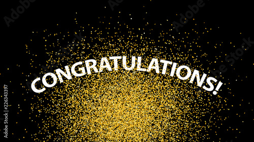 Confetti background. Congratulations. Holiday vector. Golden glitter sparkles. Birthday, winning or festival concept. Illustration for web design, creative projects or printed products.
