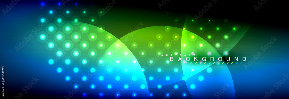 Obraz premium Vector blurred neon glowing circles with flowing and liquid light concept, energy magic fantastic abstract background