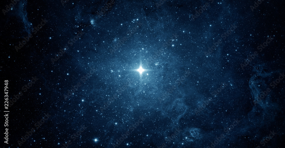 Naklejka premium Piękne nocne niebo, gwiazda w przestrzeni. Kolaż na temat przedmiotów kosmicznych, naukowych i edukacyjnych. Elementy tego zdjęcia dostarczone przez NASA.