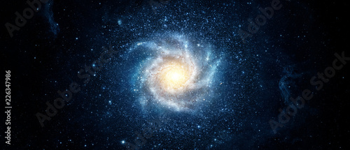 Panoramic view of the galaxy and star. Abstract space background. Elements of this image furnished by NASA. © Tryfonov