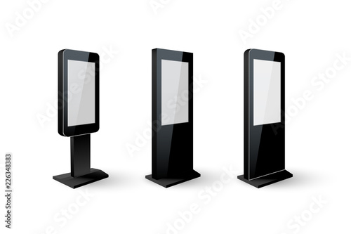 Set of black digital signage isolated on white background. Vector design elements.