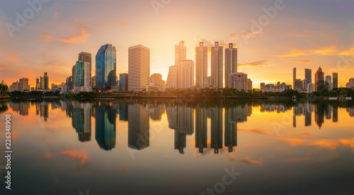 cityscape panorama with city building skyline of skyscraper in downtown the modern © thithawat