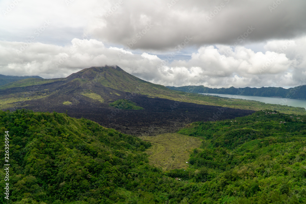 Panoramic view on Bali’s Volcano Mount Batur