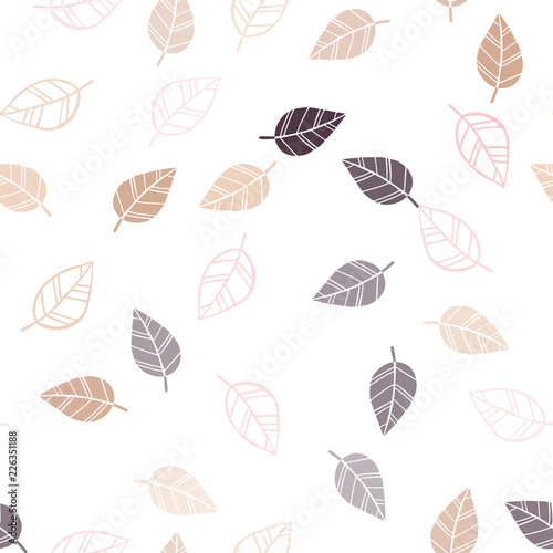 Light Red, Yellow vector seamless abstract design with leaves.