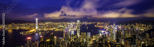 Hong Kong city view from Victoria Peak at magic hour