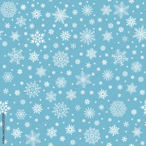 Snowflakes seamless pattern. Winter snow flake stars, falling flakes snows and snowed snowfall vector background