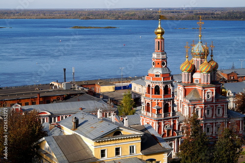  Nizhny Novgorod. Church of the Blessed Virgin Mary аgainst the background of the river Volga. 