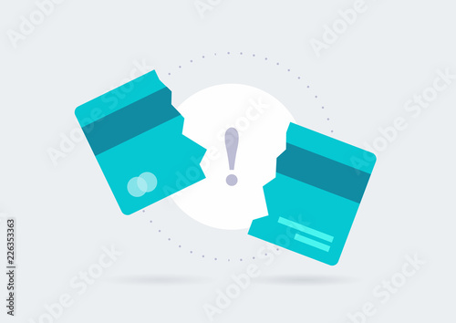 Credit Card Payment Error Vector Icon. Credit card declined or broken Symbol Concept Isolated background. EPS10.