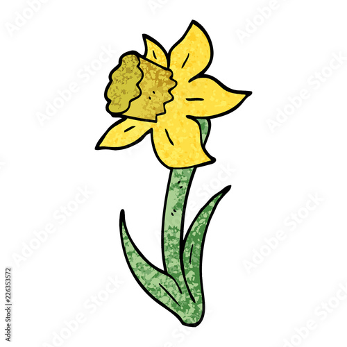 grunge textured illustration cartoon daffodil