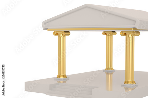 A golden building isolated on white background 3D illustration.