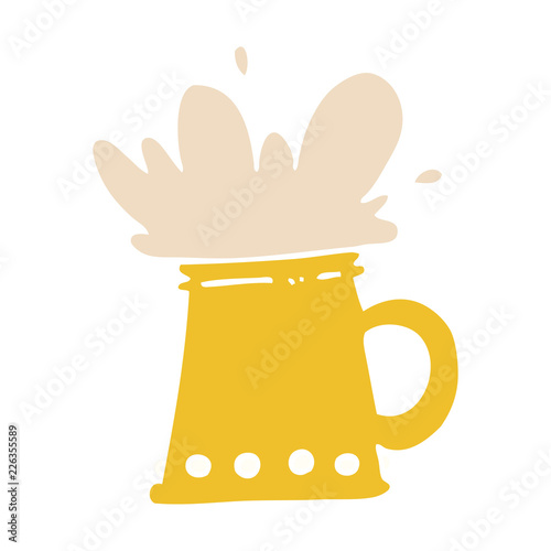 flat color illustration cartoon beer tankard