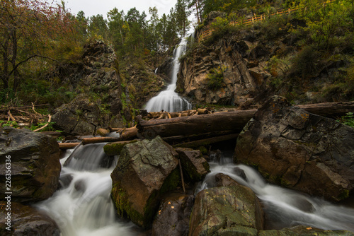 Waterfall in Altai Mountains territory, West Siberia, Russia