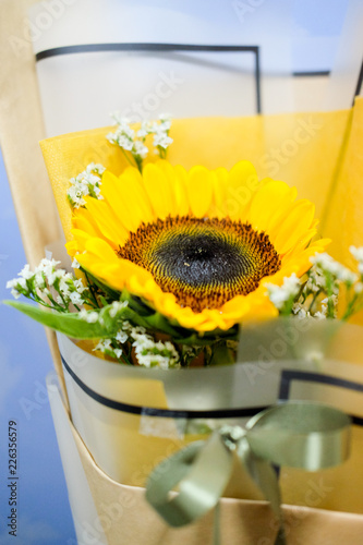 Fototapeta Naklejka Na Ścianę i Meble -  Bouquet with yellow sunflowers