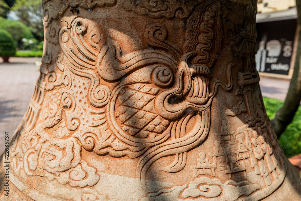 chinese art on a clay pot