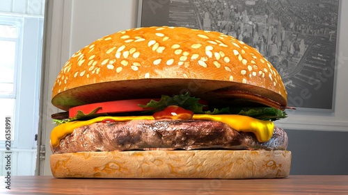 Classic bacon cheese burger isolated juicy