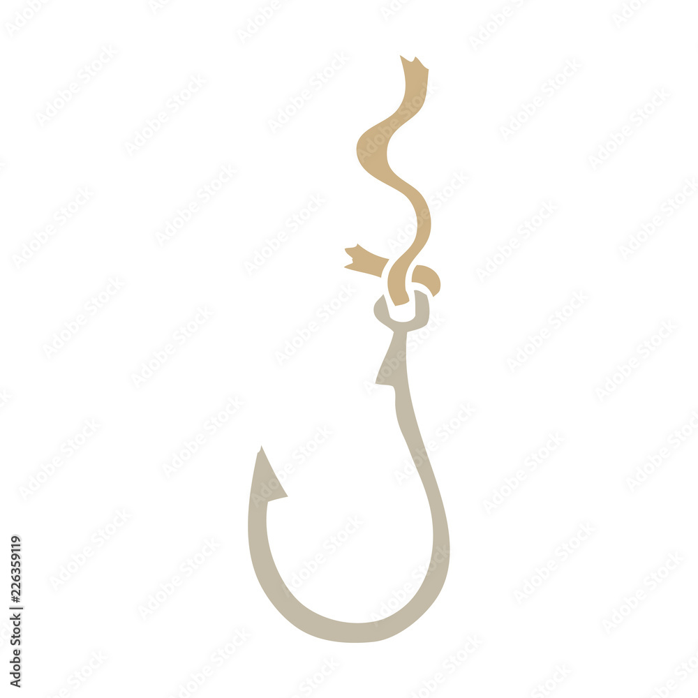 flat color illustration cartoon fish hook flat color illustration cartoon fish hook