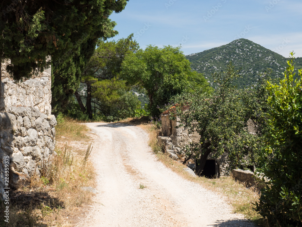 Old road around the beautiful Bacina lakes in Dalmatia,Croatia - holiday destination