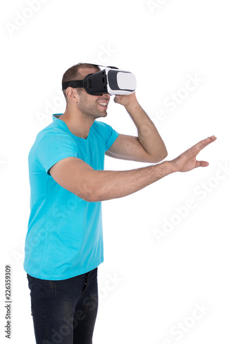VR glasses player pointing