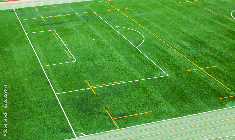 Soccer field is installed with artificial turf field