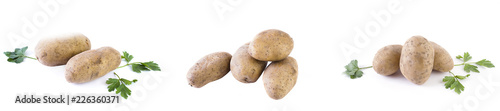 Potatoes on a white background. The  vegetable on a white background.