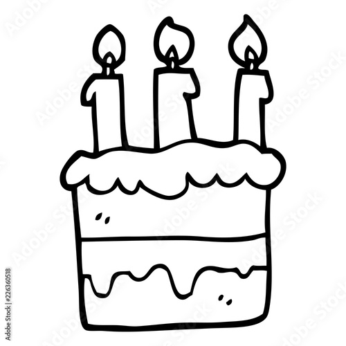 black and white cartoon birthday cake