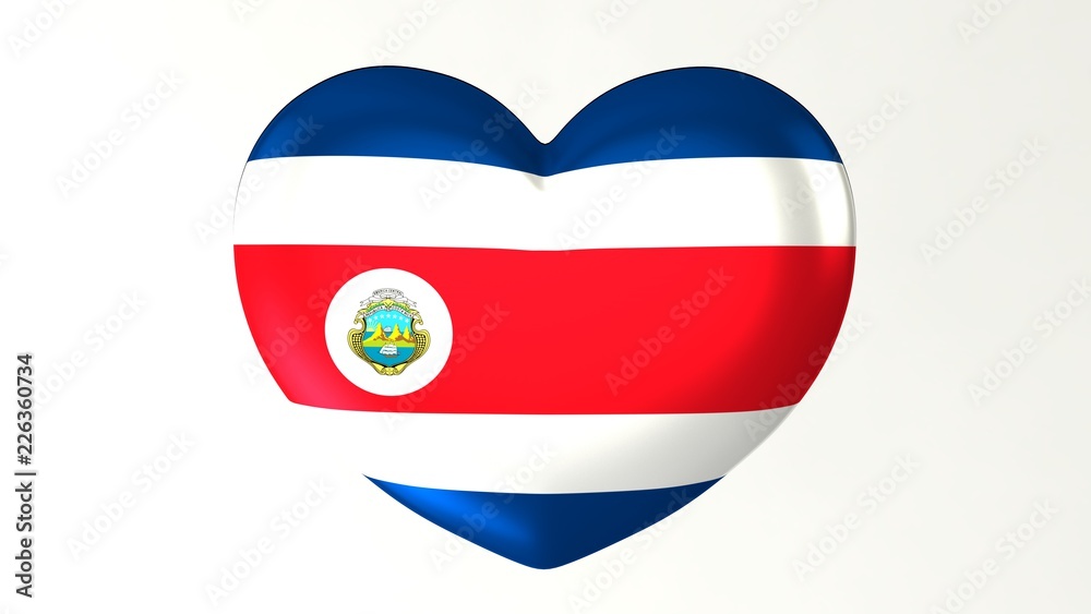 Heart-shaped flag 3D Illustration I love Costa Rica Heart-shaped flag 3D Illustration I love Costa Rica