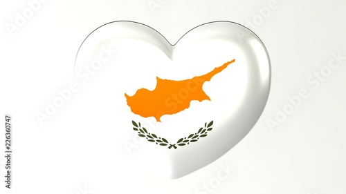 Heart-shaped flag 3D Illustration I love Cyprus