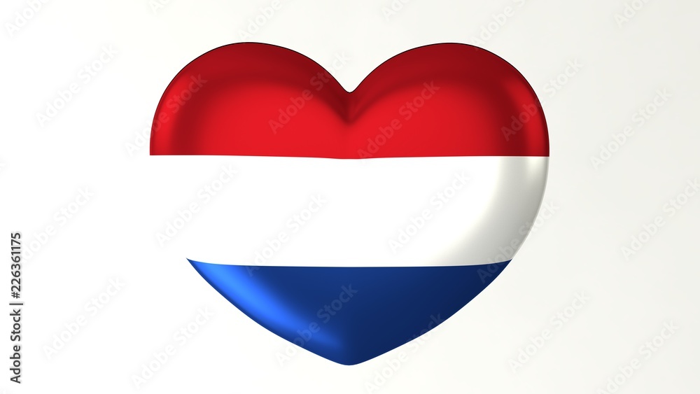 Heart-shaped flag 3D Illustration I love Netherlands Heart-shaped flag 3D Illustration I love Netherlands