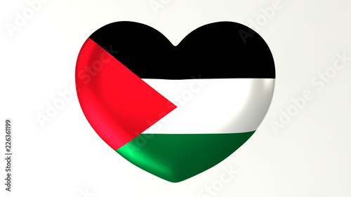 Heart-shaped flag 3D Illustration I love Palestine