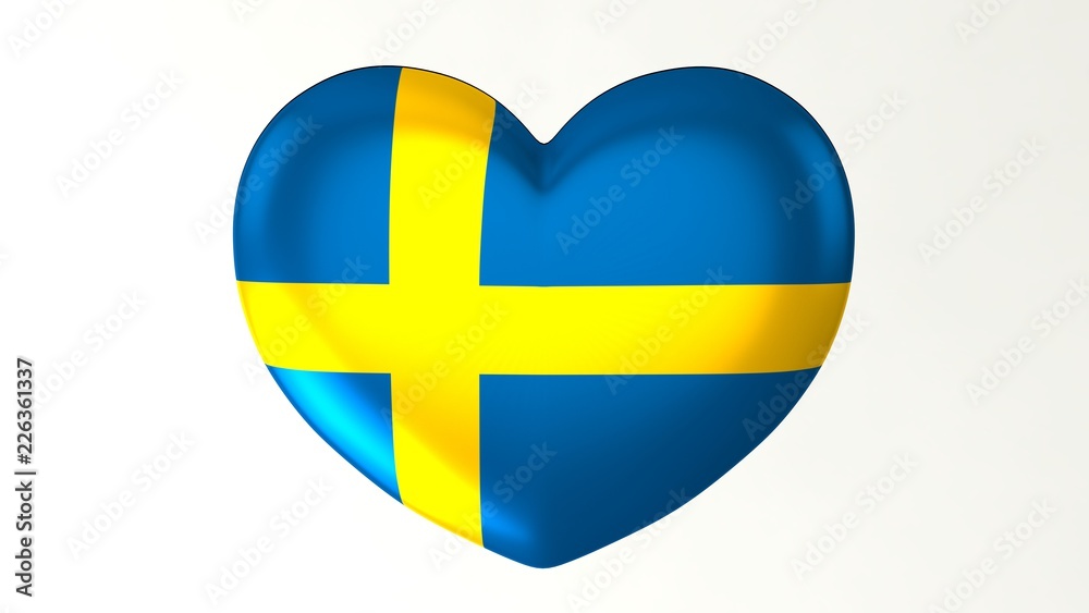 Heart-shaped flag 3D Illustration I love Sweden Heart-shaped flag 3D Illustration I love Sweden