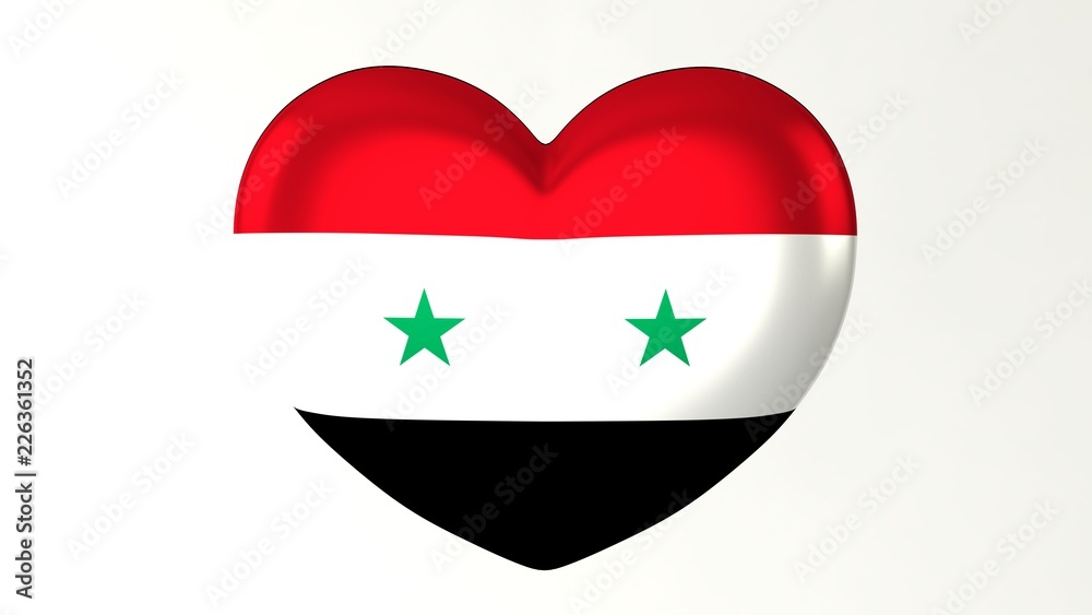 Heart-shaped flag 3D Illustration I love Syria Heart-shaped flag 3D Illustration I love Syria