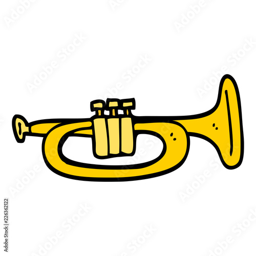 hand drawn doodle style cartoon trumpet