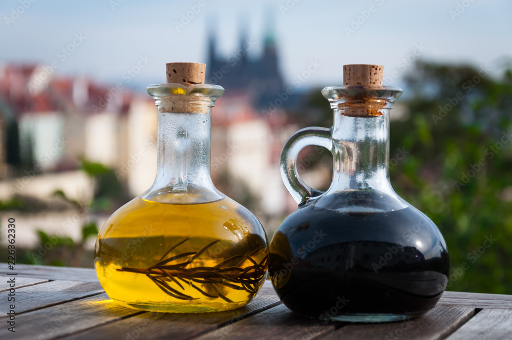 Oil and vinegar with Prague castle in the background