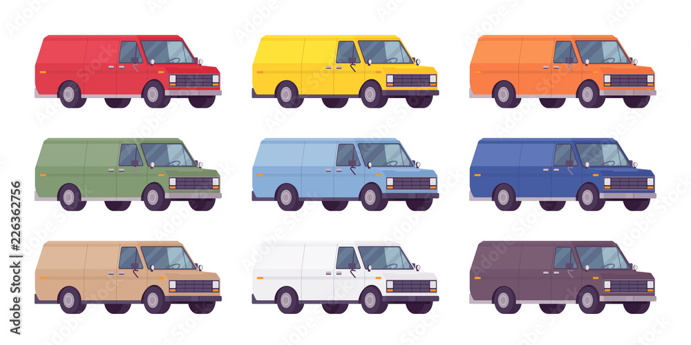 Van set in bright colors Van set in bright colors